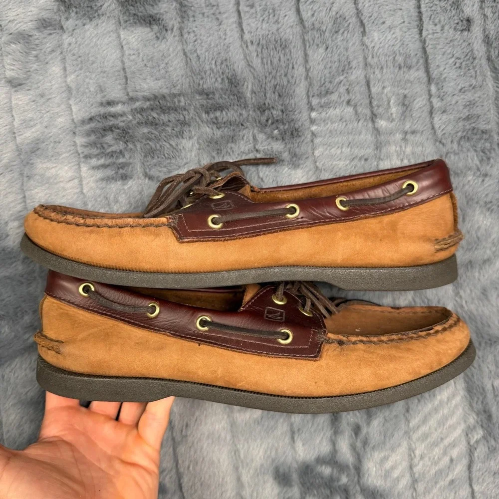 Sperry Top-Sider Boat Shoe Mens 10M Tan Brown Leather 0195412 Authentic Original